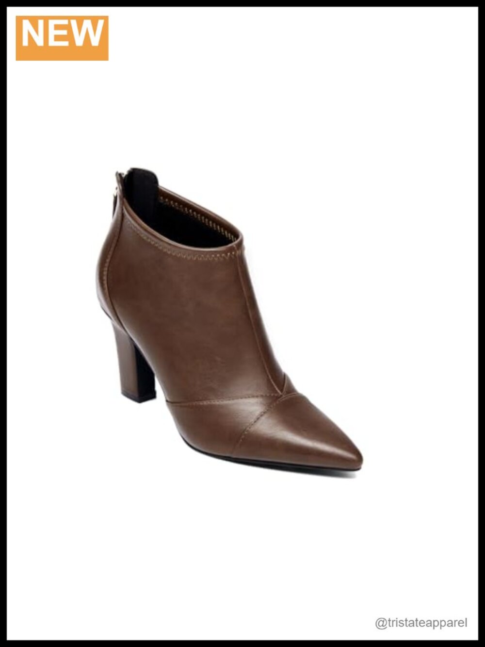 Women's Pointed Toe Stiletto Ankle Booties with Back Zipper - Faux Leather &